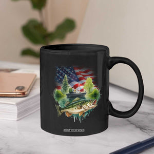 Bass Fishing Patriotic American Flag Coffee Mug TS14 Print Your Wear