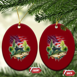 Bass Fishing Patriotic American Flag Ceramic Ornament TS14 Print Your Wear
