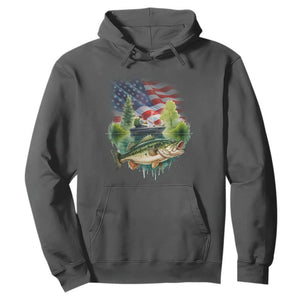 Bass Fishing Patriotic American Flag Hoodie TS14 Dark Heather Print Your Wear