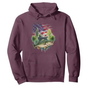 Bass Fishing Patriotic American Flag Hoodie TS14 Maroon Print Your Wear