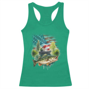 Bass Fishing Patriotic American Flag Racerback Tank Top TS14 Irish Green Print Your Wear