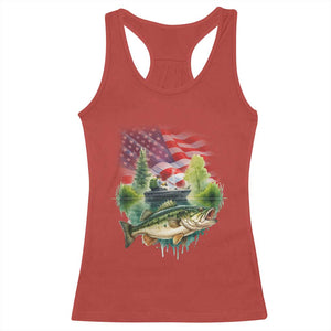 Bass Fishing Patriotic American Flag Racerback Tank Top TS14 Red Print Your Wear