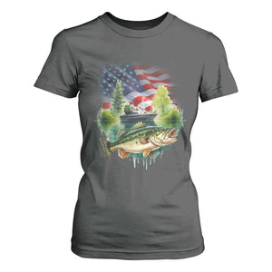 Bass Fishing Patriotic American Flag T Shirt For Women TS14 Dark Heather Print Your Wear