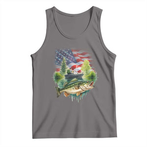 Bass Fishing Patriotic American Flag Tank Top TS14 Deep Heather Print Your Wear
