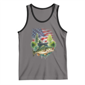 Bass Fishing Patriotic American Flag Tank Top TS14 Deep Heather Black Print Your Wear