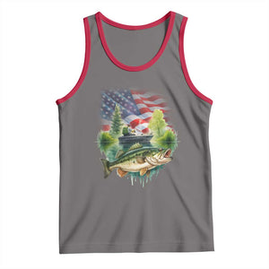 Bass Fishing Patriotic American Flag Tank Top TS14 Deep Heather Red Print Your Wear