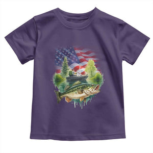 Bass Fishing Patriotic American Flag Toddler T Shirt TS14 Purple Print Your Wear