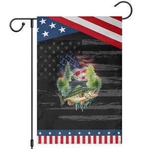 Bass Fishing Patriotic American Flag Garden Flag TS14 Distressed Black Blue Print Your Wear