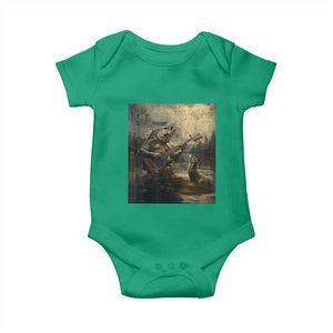 Weird Bass Fish Playing Bass Guitar Baby Onesie Funny Cursed Meme TS14 Irish Green Print Your Wear