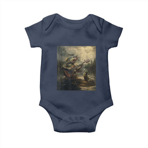 Weird Bass Fish Playing Bass Guitar Baby Onesie Funny Cursed Meme TS14 Navy Print Your Wear