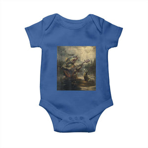 Weird Bass Fish Playing Bass Guitar Baby Onesie Funny Cursed Meme TS14 Royal Blue Print Your Wear