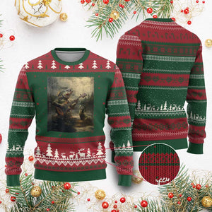 Weird Bass Fish Playing Bass Guitar Ugly Christmas Sweater Funny Cursed Meme TS14 Red Green Print Your Wear