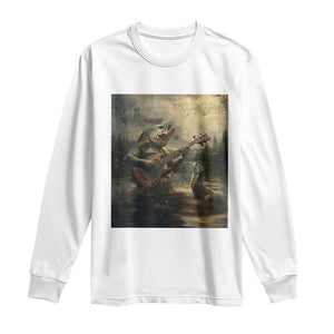 Weird Bass Fish Playing Bass Guitar Long Sleeve Shirt Funny Cursed Meme TS14 White Print Your Wear