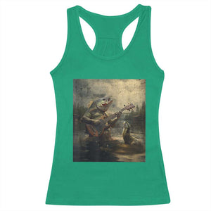 Weird Bass Fish Playing Bass Guitar Racerback Tank Top Funny Cursed Meme TS14 Irish Green Print Your Wear