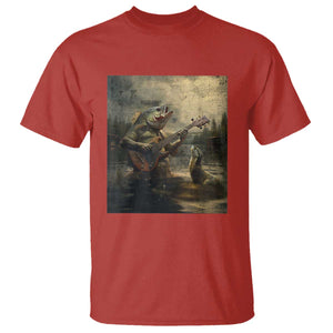 Weird Bass Fish Playing Bass Guitar T Shirt Funny Cursed Meme TS14 Red Print Your Wear