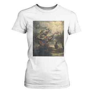 Weird Bass Fish Playing Bass Guitar T Shirt For Women Funny Cursed Meme TS14 White Print Your Wear