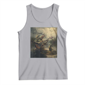 Weird Bass Fish Playing Bass Guitar Tank Top Funny Cursed Meme TS14 Athletic Heather Print Your Wear