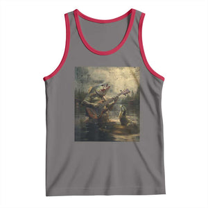 Weird Bass Fish Playing Bass Guitar Tank Top Funny Cursed Meme TS14 Deep Heather Red Print Your Wear