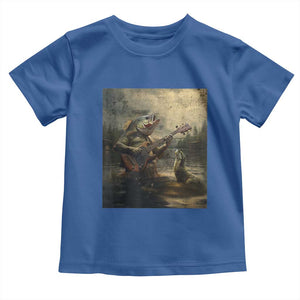 Weird Bass Fish Playing Bass Guitar Toddler T Shirt Funny Cursed Meme TS14 Royal Blue Print Your Wear
