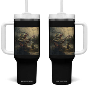 Weird Bass Fish Playing Bass Guitar Tumbler With Handle Funny Cursed Meme TS14 One Size: 40 oz Black Print Your Wear