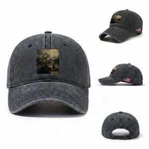 Weird Bass Fish Playing Bass Guitar Washed Cotton Baseball Cap Funny Cursed Meme TS14 Washed Cap Universal Fit Dark Gray Print Your Wear