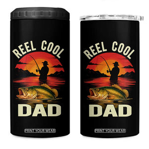 Funny Fishing Dad 4 in 1 Can Cooler Tumbler Reel Cool Dad TS14 One Size: 16 oz Black Print Your Wear