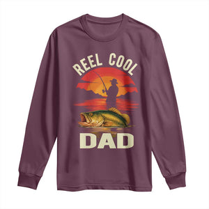 Funny Fishing Dad Long Sleeve Shirt Reel Cool Dad TS14 Maroon Print Your Wear