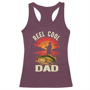 Funny Fishing Dad Racerback Tank Top Reel Cool Dad TS14 Maroon Print Your Wear