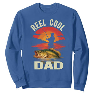 Funny Fishing Dad Sweatshirt Reel Cool Dad TS14 Royal Blue Print Your Wear