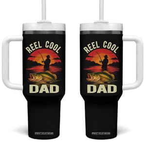 Funny Fishing Dad Tumbler With Handle Reel Cool Dad TS14 One Size: 40 oz Black Print Your Wear