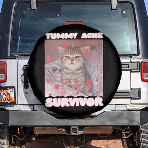 Tummy Ache Survivor Spare Tire Cover Funny Cute Cat Meme TS14 No hole Black Print Your Wear