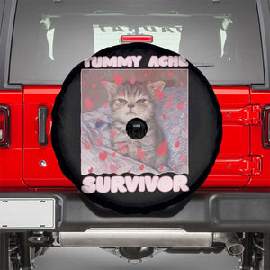 Tummy Ache Survivor Spare Tire Cover Funny Cute Cat Meme TS14 Black Print Your Wear