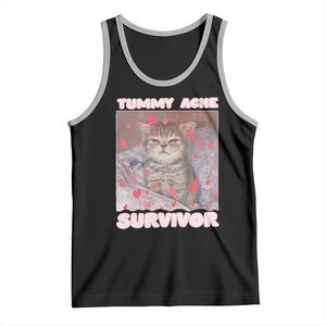 Tummy Ache Survivor Tank Top Funny Cute Cat Meme TS14 Black Athletic Heather Print Your Wear