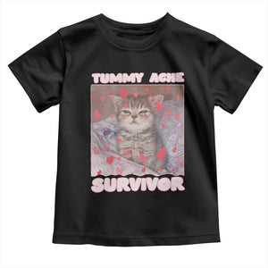 Tummy Ache Survivor Toddler T Shirt Funny Cute Cat Meme TS14 Black Print Your Wear