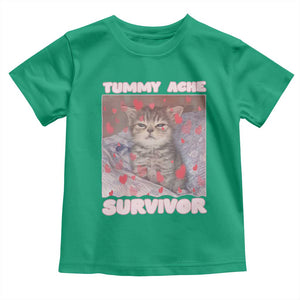 Tummy Ache Survivor Toddler T Shirt Funny Cute Cat Meme TS14 Irish Green Print Your Wear