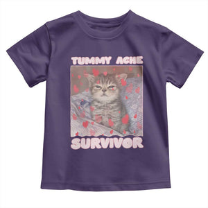 Tummy Ache Survivor Toddler T Shirt Funny Cute Cat Meme TS14 Purple Print Your Wear