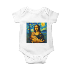 Mona Lisa Cat Starry Night Baby Onesie - Print Your Wear