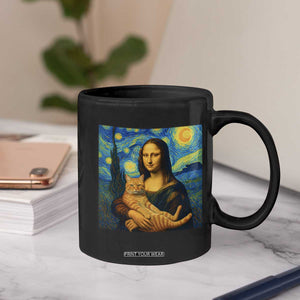 Mona Lisa Cat Starry Night Coffee Mug TS14 Print Your Wear