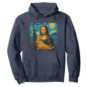 Mona Lisa Cat Starry Night Hoodie TS14 Navy Print Your Wear
