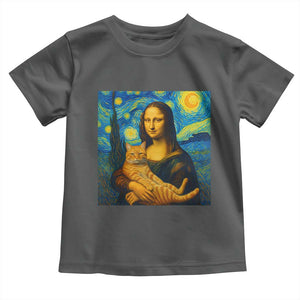 Mona Lisa Cat Starry Night Toddler T Shirt TS14 Dark Heather Print Your Wear