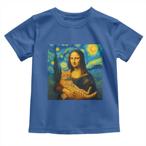 Mona Lisa Cat Starry Night Toddler T Shirt TS14 Royal Blue Print Your Wear