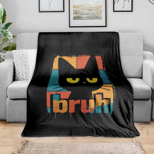 Funny Black Cat Bruh Meme Throw Blanket Funny Black Cat TS14 Print Your Wear