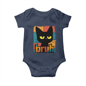 Funny Black Cat Bruh Meme Baby Onesie Funny Black Cat TS14 Navy Print Your Wear