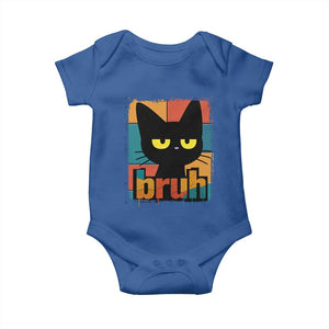 Funny Black Cat Bruh Meme Baby Onesie Funny Black Cat TS14 Royal Blue Print Your Wear