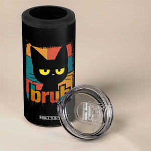 Funny Black Cat Bruh Meme 4 in 1 Can Cooler Tumbler Funny Black Cat TS14 Print Your Wear