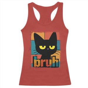 Funny Black Cat Bruh Meme Racerback Tank Top Funny Black Cat TS14 Red Print Your Wear