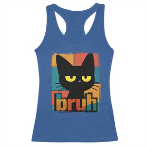 Funny Black Cat Bruh Meme Racerback Tank Top Funny Black Cat TS14 Royal Blue Print Your Wear