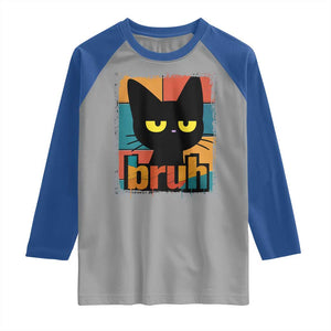 Funny Black Cat Bruh Meme Raglan Shirt Funny Black Cat TS14 Sport Gray Royal Print Your Wear