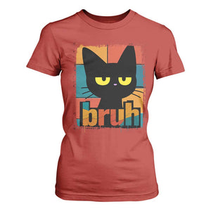 Funny Black Cat Bruh Meme T Shirt For Women Funny Black Cat TS14 Red Print Your Wear