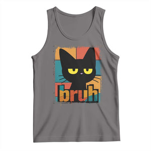 Funny Black Cat Bruh Meme Tank Top Funny Black Cat TS14 Deep Heather Print Your Wear